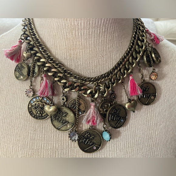 NWT Betsey Johnson dog cat coin tassel RARE FIND Critter Cameo dangle necklace - Picture 12 of 16